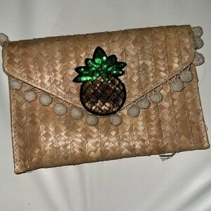 Boho Pineapple Straw Envelope Clutch